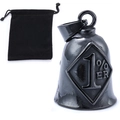 Black stainless steel Guardian Bell with 1% ER logo and velvet pouch for bikers - Black (With Velvet Bag)