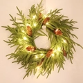 Künstlicher Weihnachtskranz mit Kiefernnadeln, Naturzapfen und warmen LED-Lichtern - 50cm-Mit LED-Licht