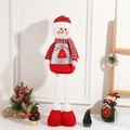 Standing telescopic Christmas snowman doll with silver sequins and red hat for home decor - Snowman