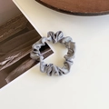 Silver metallic scrunchie with pleated texture for elegant bun hairstyles - Small / Light Gray