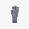 Gray-blue wool blend knit glove with ribbed cuff and touchscreen capability - One Size / Light Purple