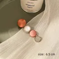 Colorful 6.5cm hair clip with matte bronze, pearl white, pink, and silver glitter circles - Style A Pink Mixed