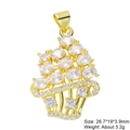 Exquisite gold-plated boat charm with white zircon stones and size parameters - White Basket Pendant-43