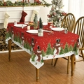 Mantel navideño con diseño de muñeco de nieve rojo y blanco para decoración de mesa - 140x140cm / Estilo 04-Muñeco de Nieve y Pino
