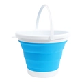 Faltbarer Eimer aus Silikon in Himmelblau und Weiß mit Griff für Camping und Angeln - Mittel 5L / Blau Weiß