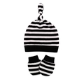 Newborn cotton knot hat and mittens set with classic black and white horizontal stripes - One Size / Black & White Stripes