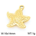 Golden starfish ocean style jewelry pendant with textured surface and top ring 16x14mm - Gold Sea Star (KLJ9927-Z)