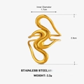 Anello ondulato minimalista in acciaio inossidabile dorato con diametro interno di 1,7cm - Oro