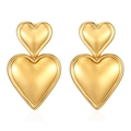 Detailed close-up of tiered golden heart earrings with a polished metallic finish - Gold Style (MS-403)
