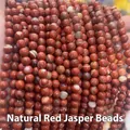 Macro shot of natural red stone beads with unique white veins for DIY jewelry making - Natural Red Flower Stone 4mm (Approx. 90pcs) Strand