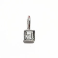 Silver 925 birthstone pendant featuring a square clear gemstone on white background - Silver - April