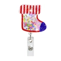 Christmas stocking acrylic retractable badge holder with colorful star sequins - Christmas Sock