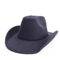 Chapeau de cowboy classique en feutre de laine bleu marine avec bord incurvé élégant - M (57cm) / Bleu marine