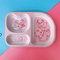 Assiette compartimentée rose en fibres de bambou pour enfants avec motifs de cochons - 0327 Assiette Cochon