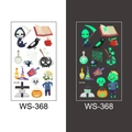 Luminous Halloween cartoon tattoos WS-368 showing day colors and green night glow effects - Reaper and Poison Apple Style (WS-368)