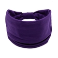Bohemian style wide purple elastic sport headband for women made of knitted fabric - Purple