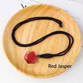 Faceted Red Jasper crystal hexagonal pendant necklace with adjustable hand-woven cord - 2.5cm Hexagram Red Jasper Pendant