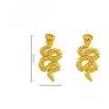 Golden stainless steel snake earrings with sparkling zircons and 18K gold plated finish - 18K Gold / Gold