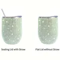 Glittering light green 12oz rhinestone wine tumblers with straw and lid options - Green
