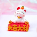 Lucky cat resin figurine with orange on head and red base for New Year gift - 8045 Great Luck Cat
