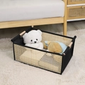 Minimalist woven storage basket with wooden handles and side mesh for home organization - Bamboo Woven Storage Basket (35*21*14cm)
