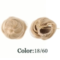 Drawstring hair bun extension in color 18/60 with highlights and internal elastic cap - 18/60 (Ash Blonde Mix)
