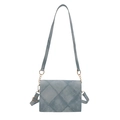 Piccola borsa a tracolla in denim blu trapuntato con cinturino regolabile e oro metallo - Blu