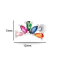 Clou d'oreille en éventail en acier inoxydable avec cinq zircons marquise colorés - Style Éventail Cinq Couleurs (0162-8#) / Argent