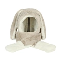 Sciarpa con cappuccio 3-in-1 beige in peluche con orecchie da coniglio e guanti - M (56-58cm) / Beige