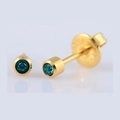 Boucles d'oreilles en acier inoxydable plaqué or 24 carats avec zircon turquoise - Décembre (Zircon Bleu)