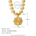 18K gold stainless steel bead chain necklace with a starburst pendant on white background - Bead Starburst Pendant Necklace - Gold