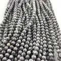 Perles rondes de haute qualité en pierre naturelle marbrée grise pour la création de bijoux - 4mm (env. 90pcs) / Pierre de Carte