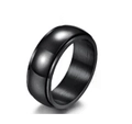 Détail d'une bague rotative noire en acier inoxydable avec motif lune et étoiles - Taille 6 / 8mm Bombé / Noir