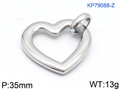 Silver hollow heart pendant in 18K gold plated titanium steel, size 35mm, weight 13g - Steel Color Hollow Smooth Style (KP79088-Z)