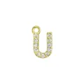 Mini gold-plated letter U charm with clear cubic zirconia for DIY jewelry making - Letter U / Gold