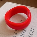Modern minimalist wide chunky red resin bangle with irregular geometric design - Irregular Stained Style