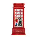 Farol de Navidad cabina telefónica roja con muñeco de nieve y nieve brillante - Árbol de Navidad