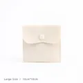 Large cream velvet jewelry pouch 10x10cm with snap button for ring necklace storage - 大号款(10cm*10cm) / Beige