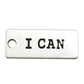 Silver alloy rectangle pendant engraved with 'I CAN' text for DIY jewelry making - I CAN Plaque