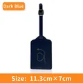 Dark blue PU leather luggage tag with gold airplane design and adjustable silver buckle - Dark Blue