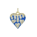 Colgante de corazón de esmalte azul con cristales y baño de oro de 18K para joyas - Azul