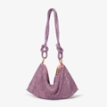 Detailed macro view of purple rhinestone handbag showing luxury crystals and gold zipper - 26*13cm / Light Purple Small