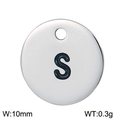 Polished titanium steel round charm with letter S for DIY bracelets and necklaces - Letter S