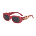 Retro small oval sunglasses in red with golden dragon ornaments on temples - Handmade Items Ship In 3-4 Days / C11