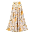 Detail of bohemian long skirt featuring ocean starfish prints and tiered elastic high waist - One Size / Ocean Print Long Skirt