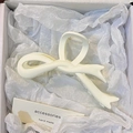 Elegant cream white matte bow hair claw clip presented in a premium gift box - 4# Cream White Ribbon Style