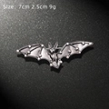 Gothic bat brooch with rainbow rhinestones and silver-black metal finish, 7cm x 2.5cm - Retro Silver Bat with Rhinestones