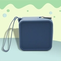 Square silicone coin purse in dusty blue finish with wrist strap and metal zipper - Aqua