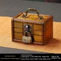 Retro brown wooden jewelry box with checkered pattern and 3-digit combination lock - Brown Mesh + Combination Lock