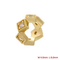 Detail view of 18K gold plated brass spacer bead with micro-inlaid cubic zirconia stones - Honeycomb Spacer Bead (VZ424) / 4*8mm / Gold